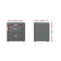 Artiss Bedside Table 2 Drawer Grey Fabric