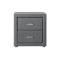 Artiss Bedside Table 2 Drawer Grey Fabric