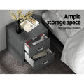Artiss Bedside Table 2 Drawer Grey Fabric