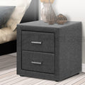Artiss Bedside Table 2 Drawer Grey Fabric