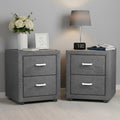 Artiss 2X Bedside Table 2 Drawers Grey Fabric Side Table