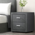 Artiss 2X Bedside Table 2 Drawers Grey Fabric Side Table