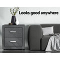 Artiss 2X Bedside Table 2 Drawers Grey Fabric Side Table
