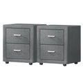 Artiss 2X Bedside Table 2 Drawers Grey Fabric Side Table