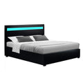 Artiss DOUBLE Bed Frame Gas Lift Storage LED Black