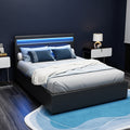 Artiss DOUBLE Bed Frame Gas Lift Storage LED Black