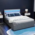 Artiss DOUBLE Bed Frame LED Gas Lift Storage Grey COLE