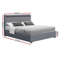 Artiss DOUBLE Bed Frame LED Gas Lift Storage Grey COLE