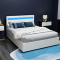 Artiss DOUBLE Bed Frame Gas Lift LED Storage White COLE