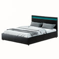 Artiss QUEEN Bed Frame Gas Lift LED Black COLE