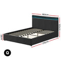 Artiss QUEEN Bed Frame Gas Lift LED Black COLE