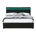 Artiss QUEEN Bed Frame Gas Lift LED Black COLE