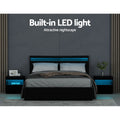 Artiss QUEEN Bed Frame Gas Lift LED Black COLE