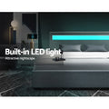 Artiss QUEEN Bed Frame LED Gas Lift Storage Grey COLE