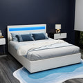 Artiss QUEEN LED Gas Lift Bed Frame White COLE