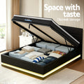 Artiss RGB LED QUEEN Bed Frame 32cm Giselle Mattress Set
