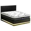Artiss RGB LED QUEEN Bed Frame 32cm Giselle Mattress Set