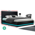 Artiss DOUBLE Bed Frame LED Gas Lift Storage Black LUMI