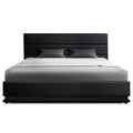 Artiss DOUBLE Bed Frame LED Gas Lift Storage Black LUMI