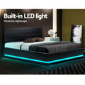 Artiss DOUBLE Bed Frame LED Gas Lift Storage Black LUMI