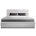 Artiss LED Gas Lift Bed Frame DOUBLE White Storage