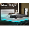 Artiss LED Gas Lift Bed Frame DOUBLE White Storage