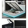 Artiss LED Gas Lift Bed Frame DOUBLE White Storage