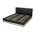 Artiss KING Bed Frame LED Gas Lift Storage Black LUMI