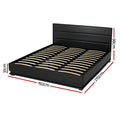 Artiss KING Bed Frame LED Gas Lift Storage Black LUMI