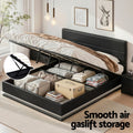 Artiss KING Bed Frame LED Gas Lift Storage Black LUMI