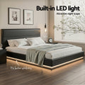 Artiss KING Bed Frame LED Gas Lift Storage Black LUMI