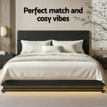 Artiss KING Bed Frame LED Gas Lift Storage Black LUMI