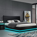 Artiss KING Bed Frame LED Gas Lift Storage Black LUMI