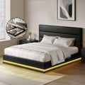 Artiss QUEEN Bed Frame LED Gas Lift Storage Black LUMI