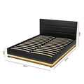 Artiss QUEEN Bed Frame LED Gas Lift Storage Black LUMI