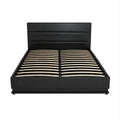 Artiss QUEEN Bed Frame LED Gas Lift Storage Black LUMI
