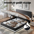 Artiss QUEEN Bed Frame LED Gas Lift Storage Black LUMI