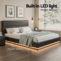 Artiss QUEEN Bed Frame LED Gas Lift Storage Black LUMI