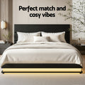 Artiss QUEEN Bed Frame LED Gas Lift Storage Black LUMI