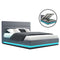 Artiss QUEEN Bed Frame LED Gas Lift Grey LUMI