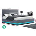 Artiss QUEEN Bed Frame LED Gas Lift Grey LUMI