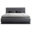 Artiss QUEEN Bed Frame LED Gas Lift Grey LUMI