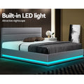 Artiss QUEEN Bed Frame LED Gas Lift Grey LUMI