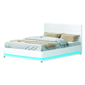 Artiss QUEEN Bed Frame LED Gas Lift White Storage LUMI