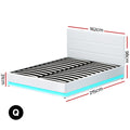 Artiss QUEEN Bed Frame LED Gas Lift White Storage LUMI