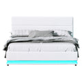Artiss QUEEN Bed Frame LED Gas Lift White Storage LUMI