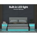 Artiss QUEEN Bed Frame LED Gas Lift White Storage LUMI