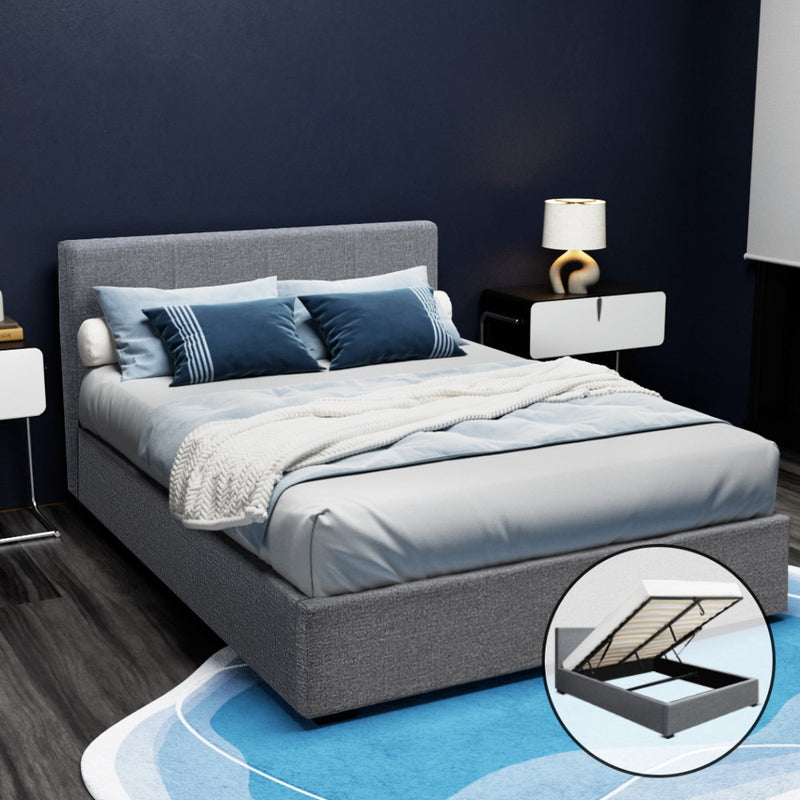 Artiss DOUBLE Gas Lift Bed Frame Grey Storage