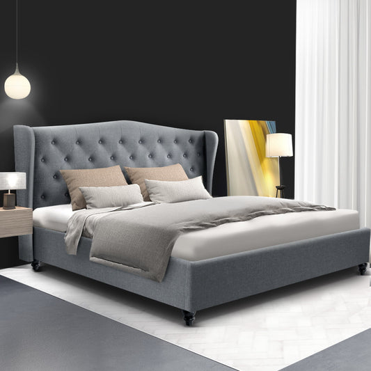 Artiss KING Bed Frame Grey Pier
