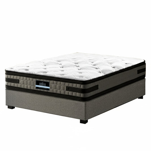 Artiss KING SINGLE Gas Lift Bed Frame Grey + Giselle 36cm Mattress